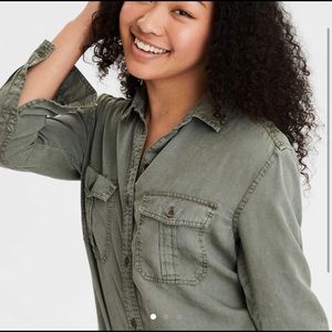 Oversized military shirt.